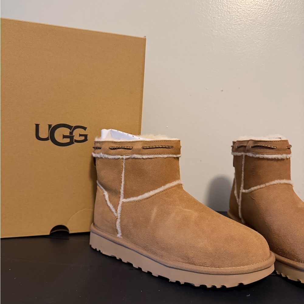 UGG Chestnut Suede Boots with Shearling